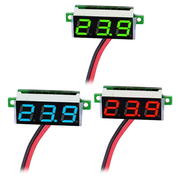 10pcs 0.36 inch 2-wire digital voltage meter, color light display, measuring voltage: DC 2.5-30V