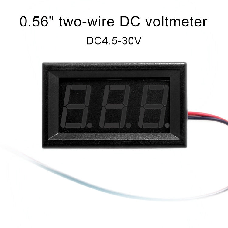 Misuratore di tensione digitale da 10 pezzi da 0,56 pollici a 2 fili terminali con guscio, display con luce a colori, tensione di misurazione: DC 4,5-30 V