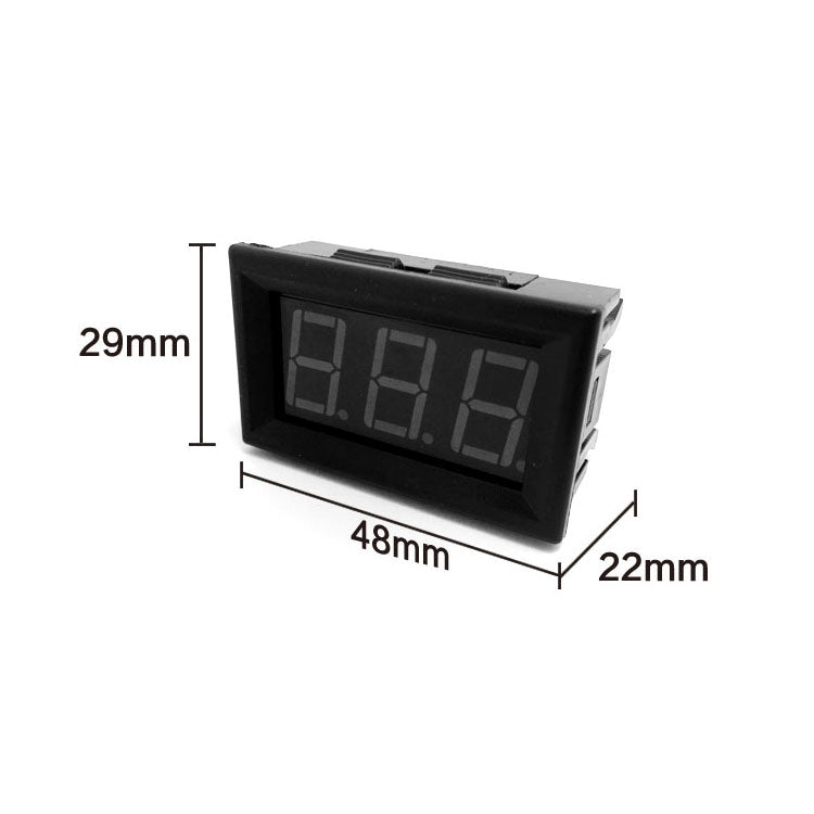 Misuratore di tensione digitale da 10 pezzi da 0,56 pollici a 2 fili terminali con guscio, display con luce a colori, tensione di misurazione: DC 4,5-30 V