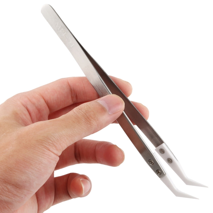 Pinzette a gomito in acciaio inox con punta ceramica