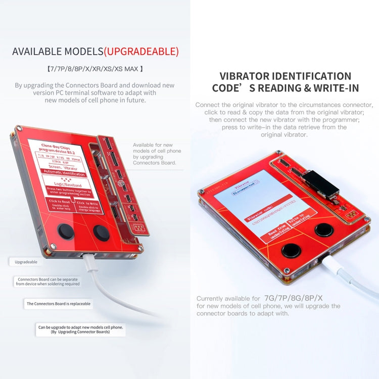 Programmatore di chip Programmatore di riparazione True Tone per schermo LCD per iPhone 7/8 / XR /XS / XS Max Trasferimento dati, For iPhone 7 / 8 / XR /XS / XS Max