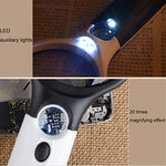 Mini lente d'ingrandimento portatile 3-45X con 3 LED
