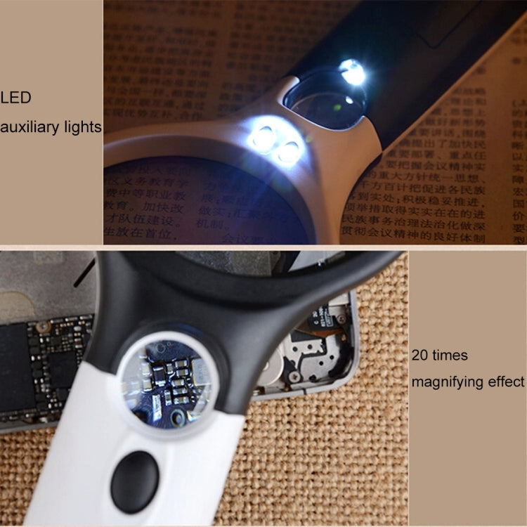 Mini lente d'ingrandimento portatile 3-45X con 3 LED