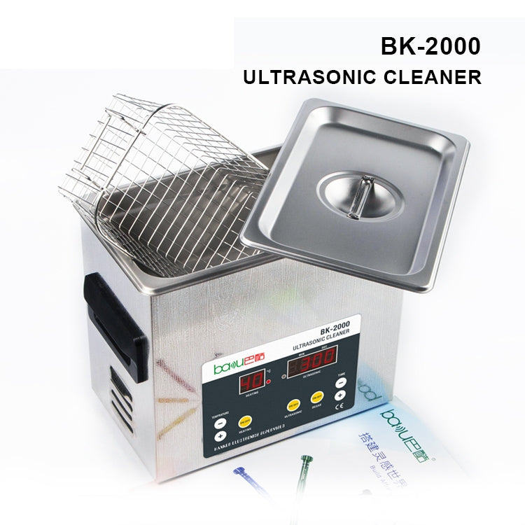 BAKU BK-2000 Pulitore ad ultrasuoni riscaldante con display LCD da 120 W 3,36 L con cestello, CA 220 V, spina UE, BK-2000 120W 3.36L 220V