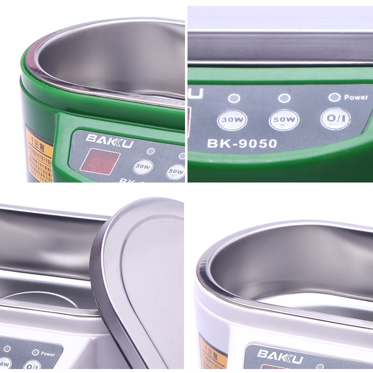 BAKU BK-9050 Pulitore a ultrasuoni con display LCD regolabile da 30 W / 50 W, 0,6 litri, CA 110 V, BK-9050 30W / 50W 0.6L 110V Green, BK-9050 30W / 50W 0.6L 110V White