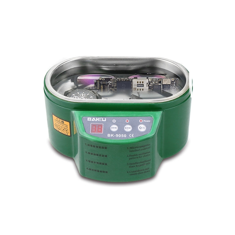 BAKU BK-9050 Pulitore a ultrasuoni con display LCD regolabile da 30 W / 50 W, 0,6 litri, CA 110 V, BK-9050 30W / 50W 0.6L 110V Green, BK-9050 30W / 50W 0.6L 110V White