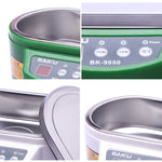 BAKU BK-9050 Pulitore a ultrasuoni con display LCD regolabile da 30 W / 50 W, 0,6 litri, CA 220 V, BK-9050 30W / 50W 0.6L 220V Green, BK-9050 30W / 50W 0.6L 220V White