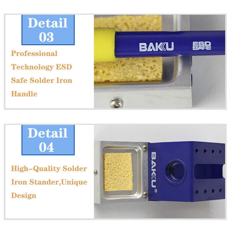 BAKU BK-601D AC 220V Display LED Stazione di saldatura per saldatore con pistola ad aria calda 2 in 1, BK-601D AC 220V