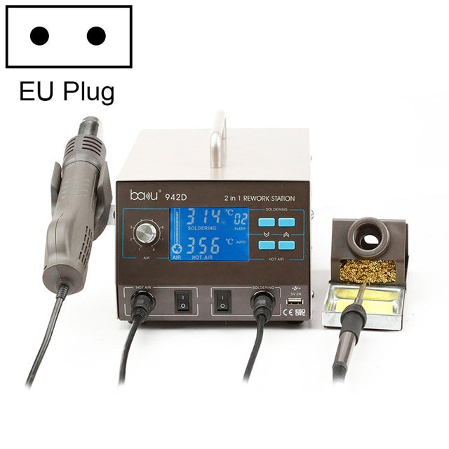 BAKU BA-942D 220V 700W 2 in 1 Display digitale Set pistola ad aria calda a temperatura regolabile, spina europea, BA-942D