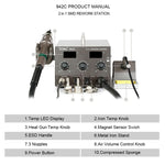 BAKU BA-942C 220V 1000W 2 in 1 Display digitale Set pistola ad aria calda a temperatura regolabile, spina europea, BA-942C