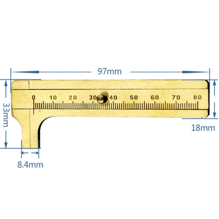 Mini calibro portatile scorrevole in ottone da 80 mm con perlina a nonio, 80mm