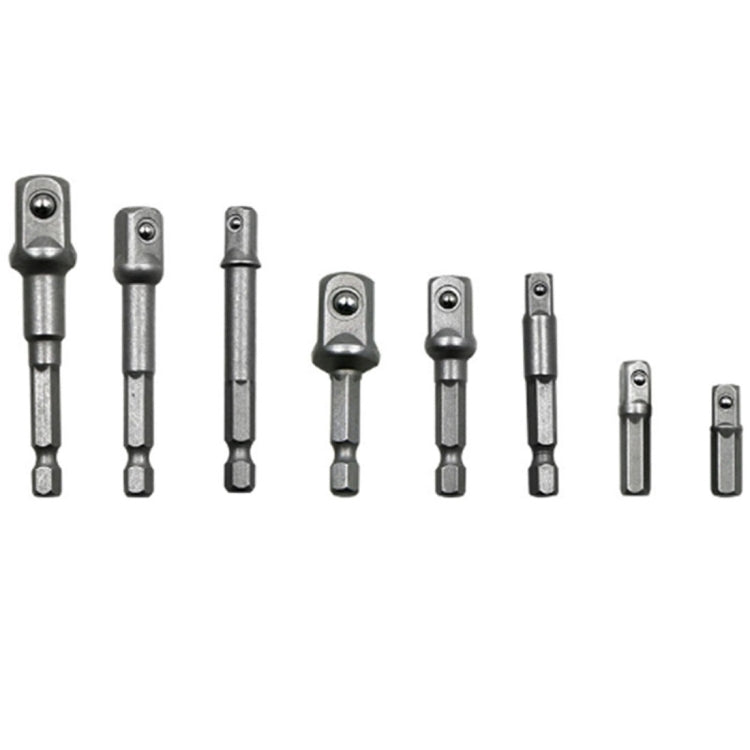 8 pezzi/set barra di prolunga per punta a bussola adattatore codolo esagonale cacciavite per dadi punta per trapano elettrico, 1/4 (65/50/30/25 mm), 3/8 (65/50 mm), 1/2 (73/50 mm), 8 PCS/Set Length:65-73mm