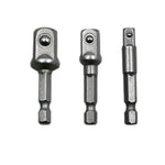 3 pezzi/set barra di prolunga per punta a bussola adattatore codolo esagonale cacciavite per dadi punta per trapano elettrico (1/4, 3/8, 1/2 pollici), lunghezza: 50 mm, Length: 50mm