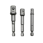 3 pezzi/set barra di prolunga per presa a bussola adattatore codolo esagonale cacciavite per dadi punta per trapano elettrico (1/4, 3/8, 1/2 pollici), lunghezza: 65-73 mm, 3 PCS/Set Length:65-73mm