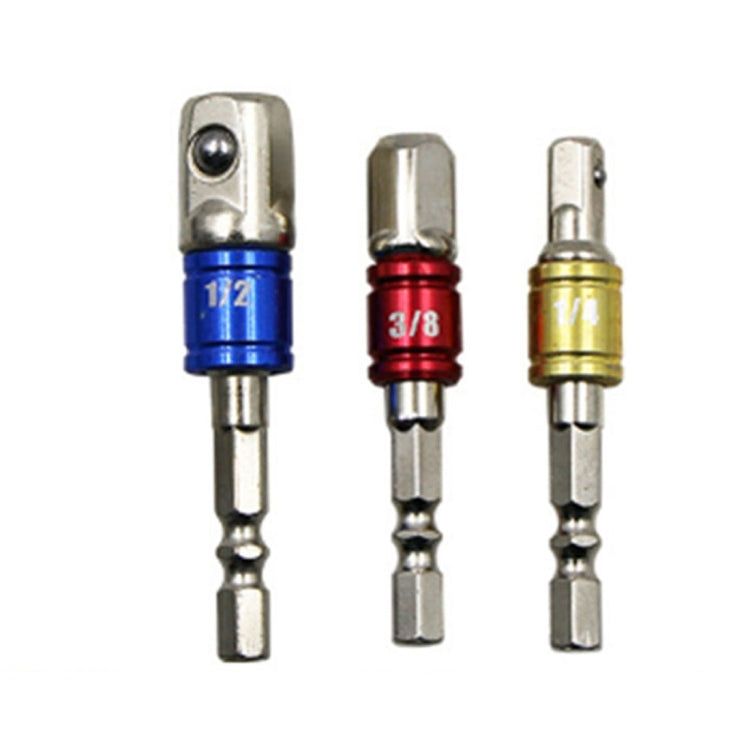 3 pezzi/set barra di prolunga per presa a bussola adattatore codolo esagonale cacciavite per dadi punta per trapano elettrico (1/4, 3/8, 1/2 pollici), lunghezza: 65-73 mm, 3 PCS Length:65-73mm
