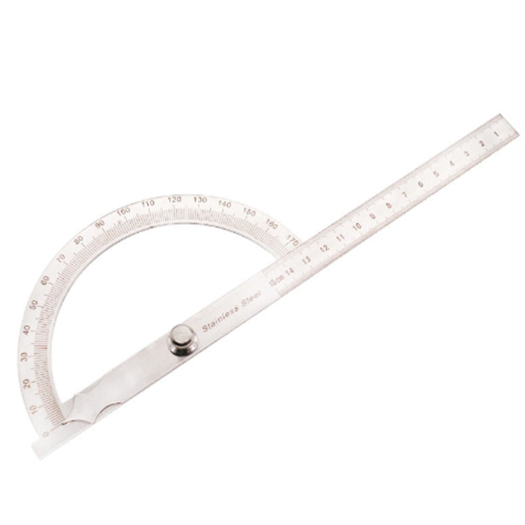 Cercatore di angolo del goniometro in acciaio inossidabile da 0-180 gradi con strumento righello di misurazione del braccio da 0-150 mm, 0-150mm Ruler