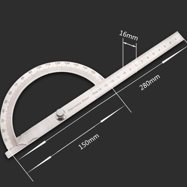 Cercatore di angolo del goniometro in acciaio inossidabile da 0-180 gradi con strumento righello di misurazione del braccio da 0-150 mm, 0-150mm Ruler