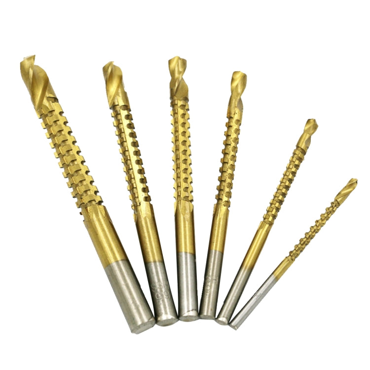 Punta da trapano elicoidale con codolo cilindrico in acciaio ad alta velocità da 6 pezzi/set per forare metallo, legno e plastica, 6 PCS/Set Twist Drill