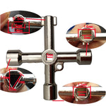 Chiave a croce multifunzionale 4 in 1 con forma quadrata a triangolo circolare, 4 in 1 Silver, 4 in 1 Black