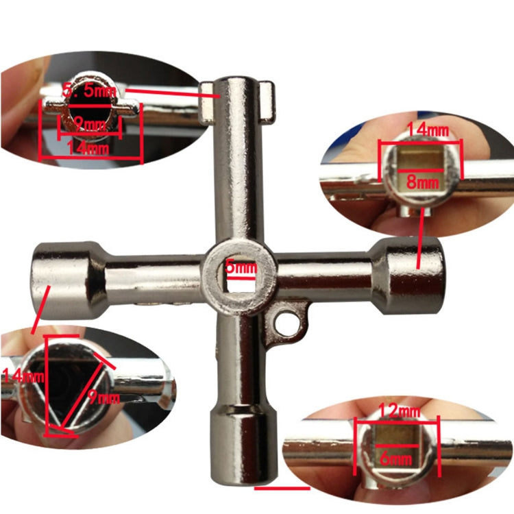 Chiave a croce multifunzionale 4 in 1 con forma quadrata a triangolo circolare, 4 in 1 Silver, 4 in 1 Black