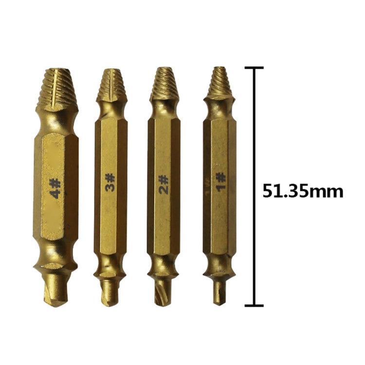 Estrattore di viti 4 in 1 per punte da trapano Strumento per rimuovere bulloni rotti (1#, 2#, 3#, 4#), con custodia in plastica, Gold s2, Gold 4341, 4341, s2