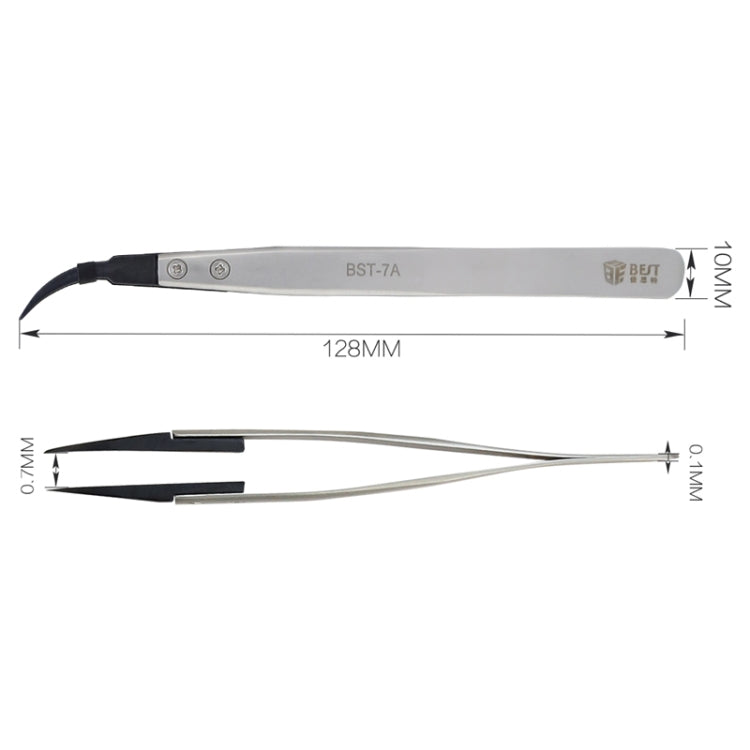 BEST BST-7A Curved Head Tweezers for Cell Phone and Computer Repair, BST-7A