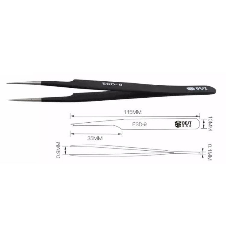 BEST ESD Stainless Steel Precision Anti-Static Tweezers BST-09, BST-09