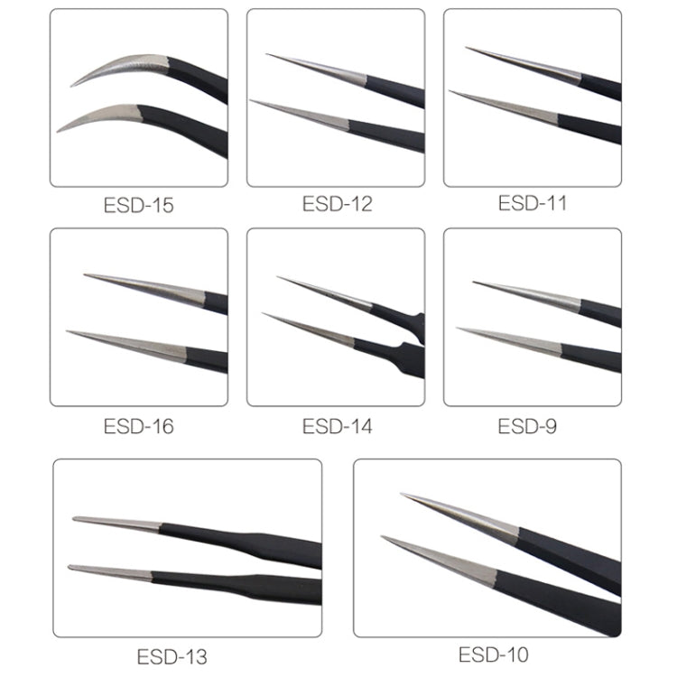 BEST ESD Stainless Steel Precision Anti-Static Tweezers BST-09, BST-09