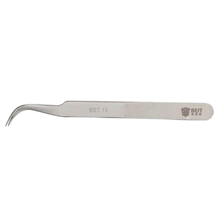 BEST BST-15L Brushed Stainless Steel Tweezers, BST-15L