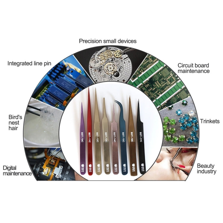 BEST BST-17C Pinzette per volume di estensione ciglia in acciaio inossidabile di precisione extra lunghe più recenti, BST-17C