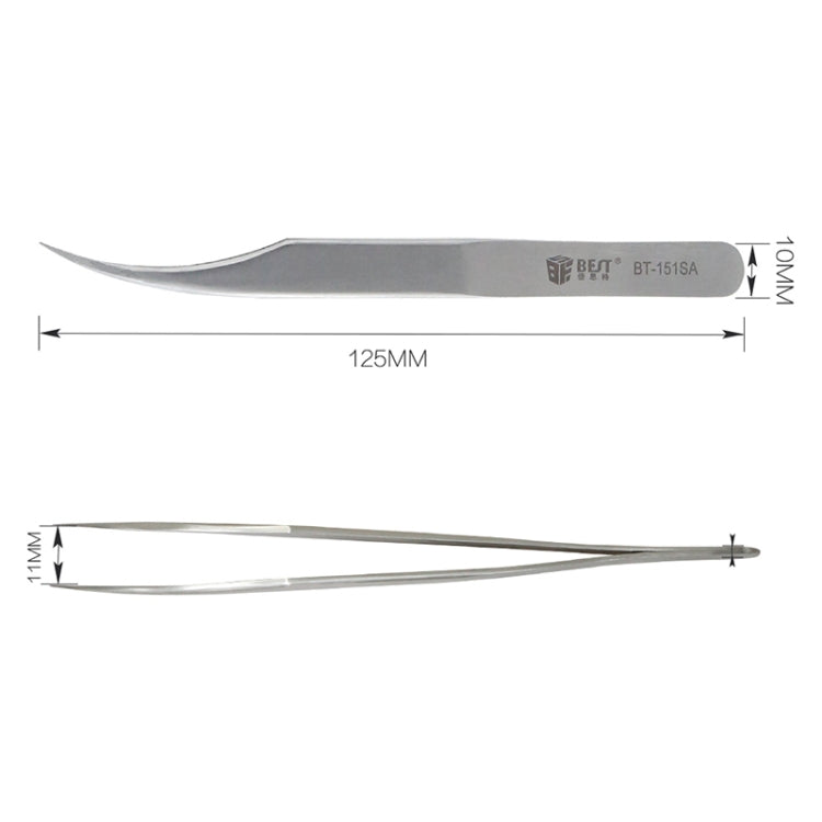 BEST BST-151SA Brushed Stainless Steel Tweezers, BST-151SA