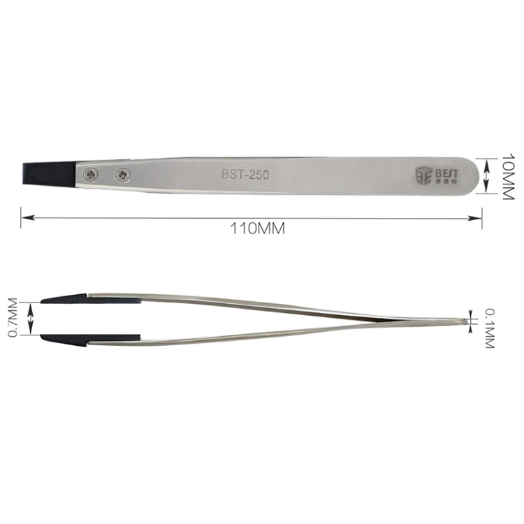 BEST Snti Stainless Steel Static Tweezers BST-250, BST-250