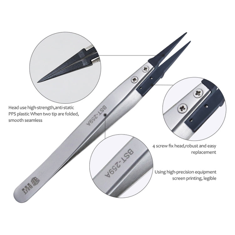 BEST Anti-static Stainless Steel Tweezers BST-259A, BST-259A