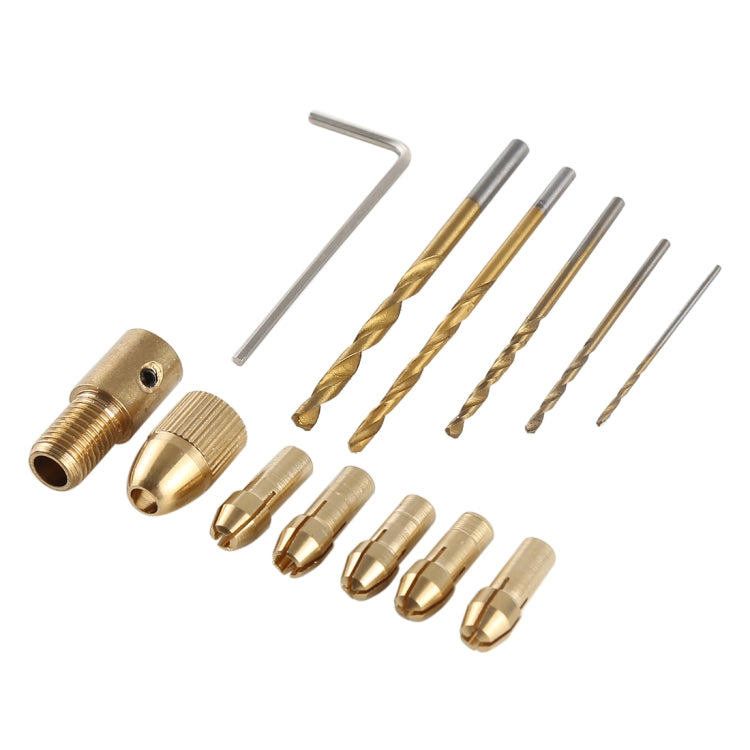 WLXY WL-DIY001 Set di punte da trapano mini mandrini elettrici in ottone fai-da-te, WL-DIY001 12 Set