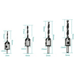 Set 4 punte trapano svasatore legno 3-6 mm acciaio