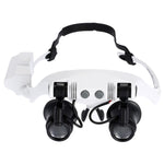 10X 15X 20X 25X Indossare occhiali Occhi Lente d'ingrandimento illuminata Orologio d'ingrandimento Riparazione lente d'ingrandimento con luce LED(Bianco)