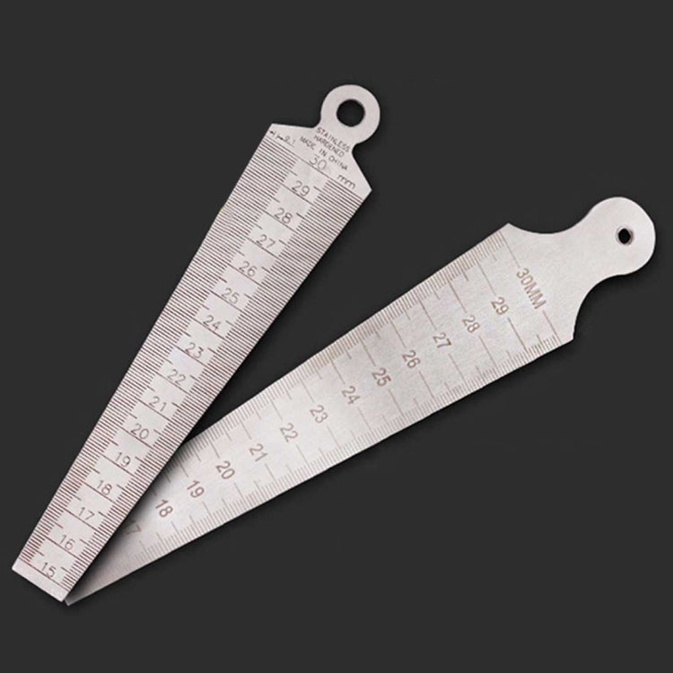 Wedge Feeler Gap 15-30mm Righello in acciaio inossidabile Ispezione Calibro conico Strumento di misura metrico imperiale, 15-30mm Metric Imperial