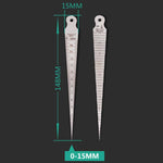 Wedge Feeler Gap 1-15mm Sottile Righello In Acciaio Inossidabile Ispezione Calibro Conico Strumento Di Misura Imperiale Metrico, 1-15mm Thin Metric Imperial