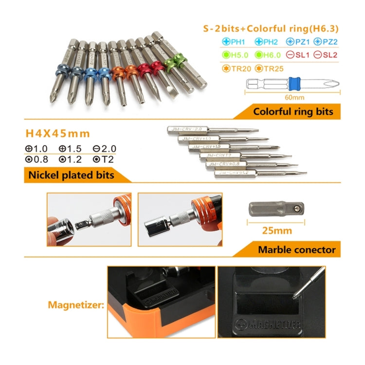 JAKEMY JM-6123 31 in 1 Professional Screwdriver Repair Tool Set with Color Ring, JM-6123 31 in 1