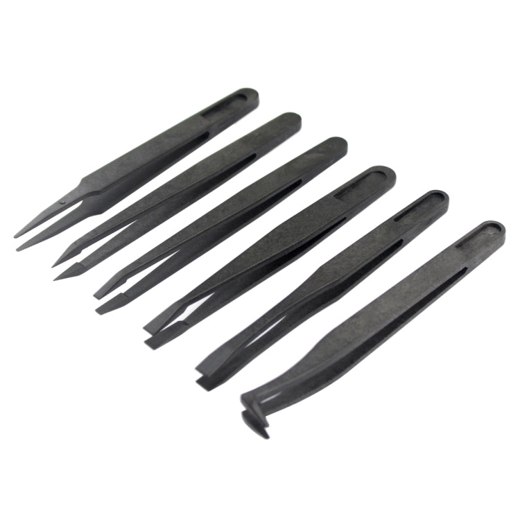 JF-S6in1 6 in 1 Carbon Fiber Straight and Curved Tip Anti-Static Tweezers, JF-S 6 in 1