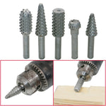5 pezzi/set lavorazione del legno intaglio del legno gambo da 6 mm punte rotanti per molatura in rilievo con testa per raspa, 5 PCS/Set Drill Bits