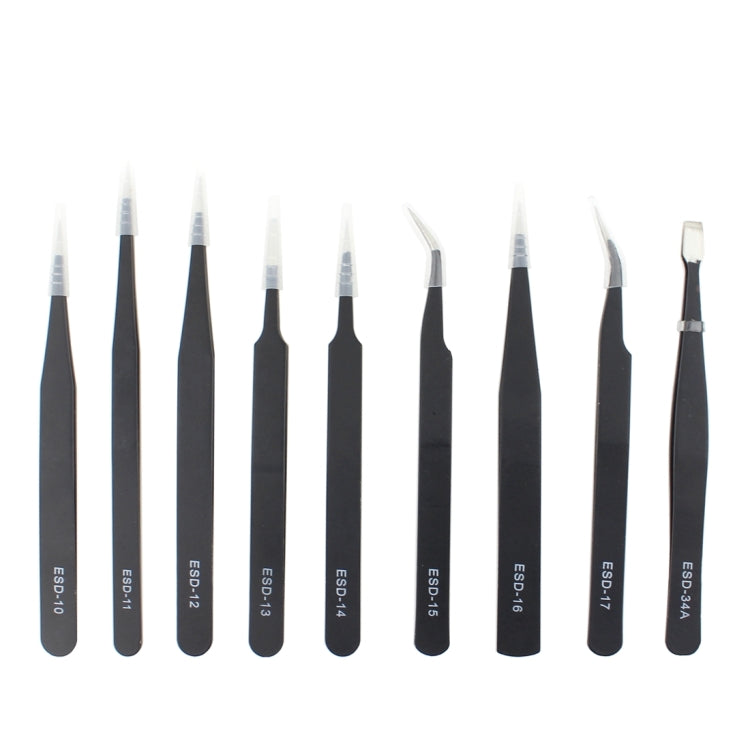 JIAFA JF-8118 9 in 1 Anti-Static Precision Tweezers Set with Bag, JF-8118