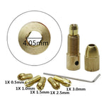 7 pezzi/set ottone 0,5-3 mm piccola punta da trapano elettrico pinza micro twist 4,05 mm set di mandrini con chiave, 4.05mm