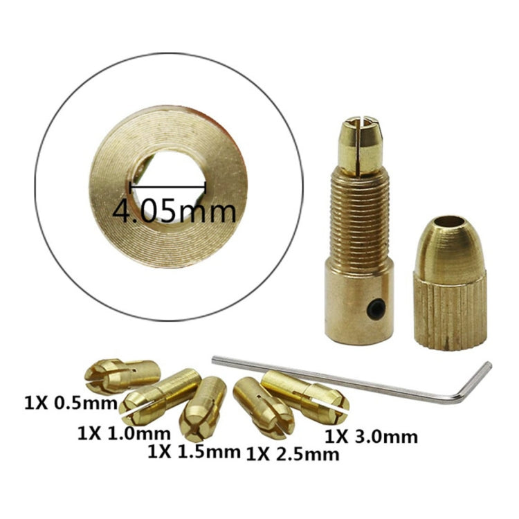 7 pezzi/set ottone 0,5-3 mm piccola punta da trapano elettrico pinza micro twist 4,05 mm set di mandrini con chiave, 4.05mm