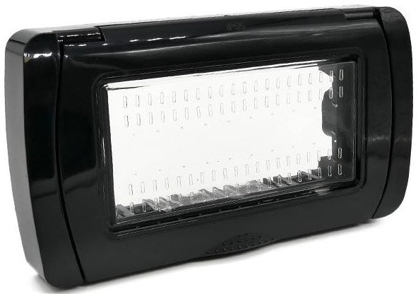 Placca idrobox IP55 4P nera compatibile Vimar Plana Plana
