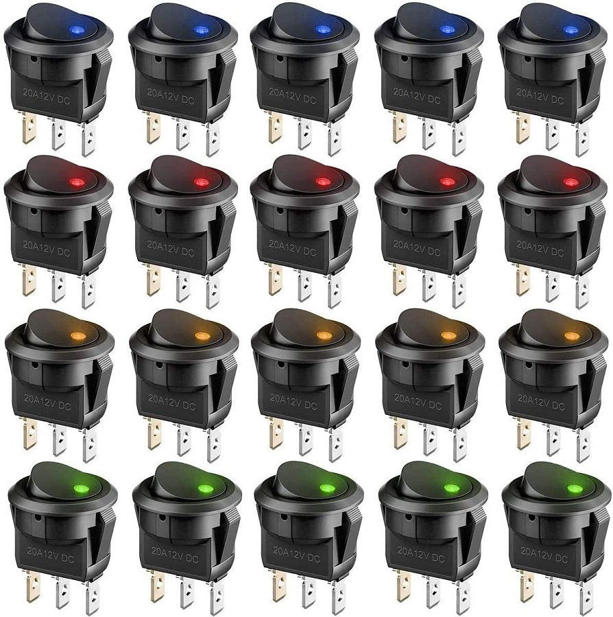 Interruttore a bilanciere luminoso Giallo/Verde/Rosso/Blu confezione 20 pezzi