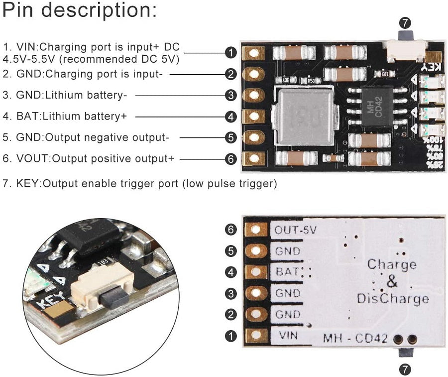 Modulo di carica per batterie al Litio 1A con protezione batteria 18650 e modulo di scarico 2A 5V 10 pezzi F1510