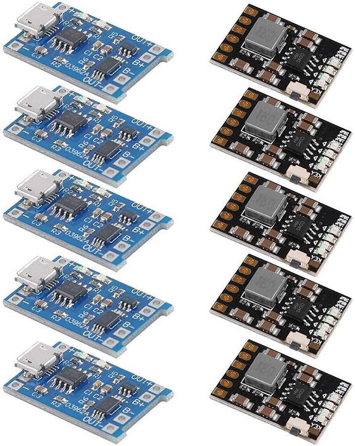 Modulo di carica per batterie al Litio 1A con protezione batteria 18650 e modulo di scarico 2A 5V 10 pezzi