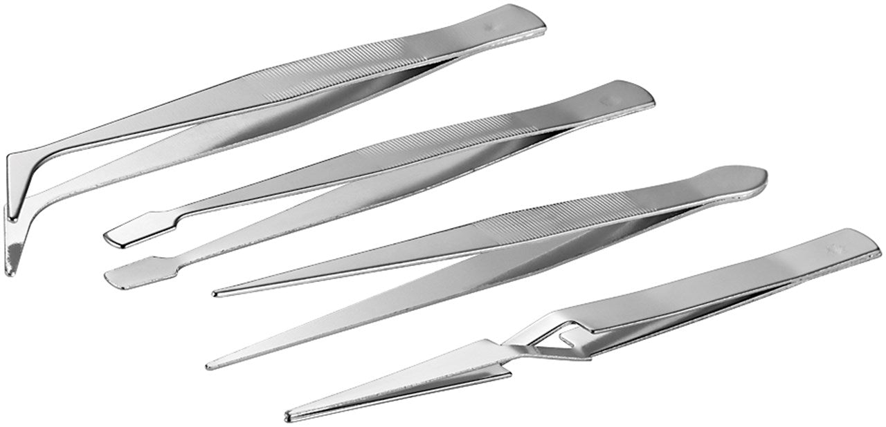 Kit di 4 pinzette di precisione in metallo da 110 mm 4040849771019 77101 F1678