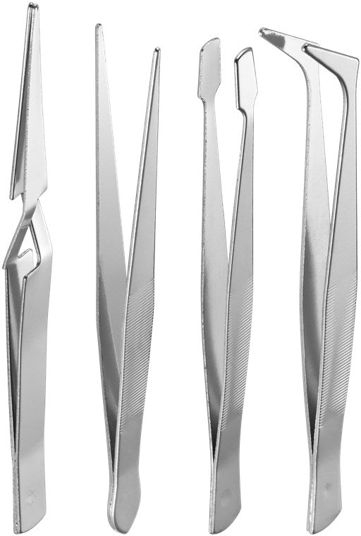 Kit di 4 pinzette di precisione in metallo da 110 mm 4040849771019 77101 F1678